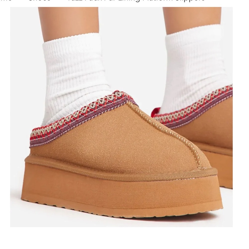 Tazz Faux Fur Lining Platform Slippers Elizabeth Luxx